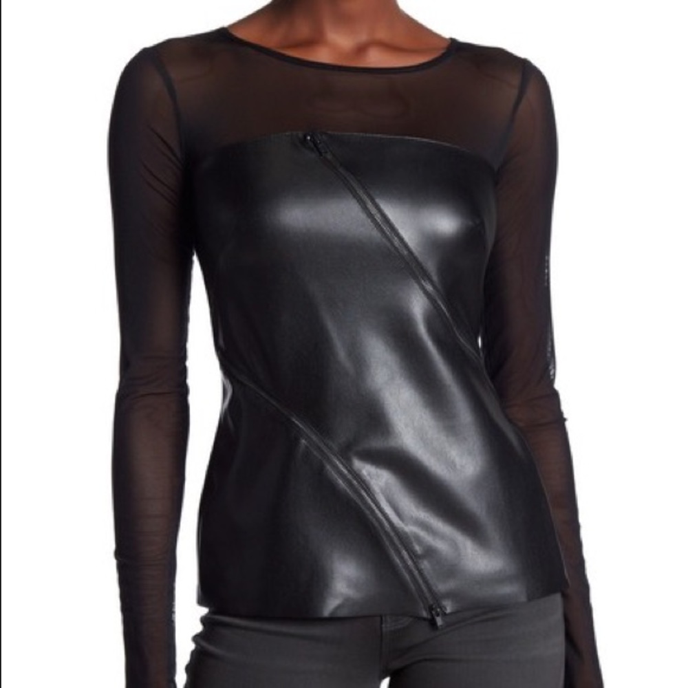 Bailey 44 chic mesh and leather top